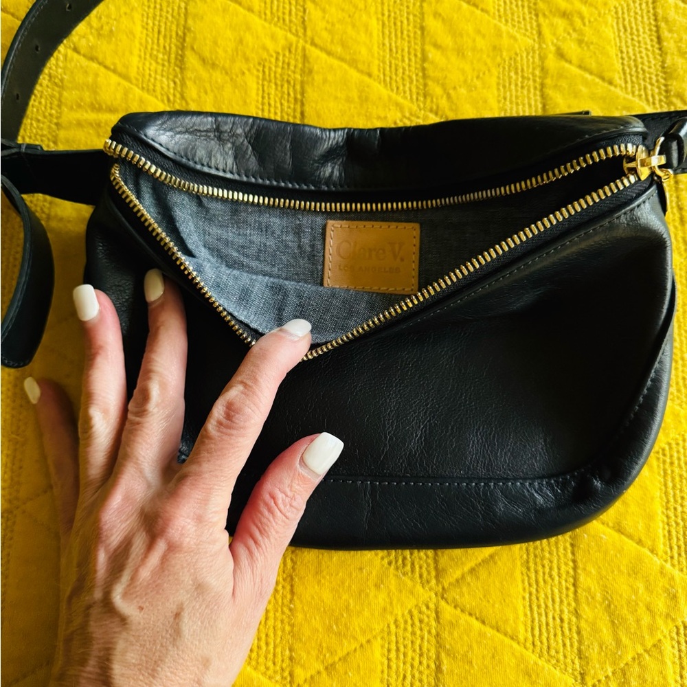 Clare V Black Leather Crossbody Bag